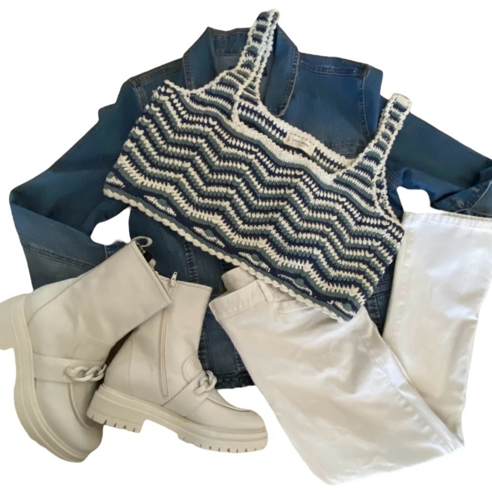 💙HOST PICK💙 NWT Lucky Brand Cropped Crochet Zig Zag Tank